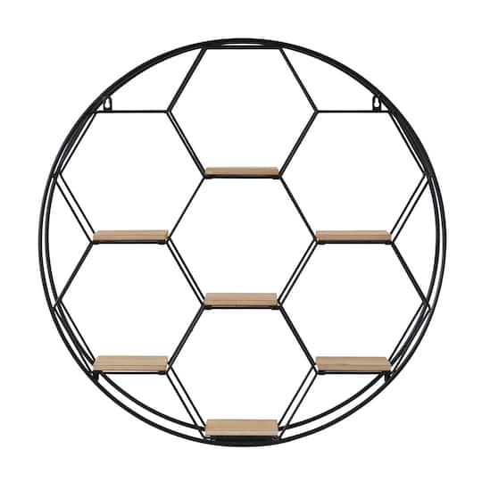Black Metal Round 7 Shelves Wall Shelf 28" x 5" x 28"